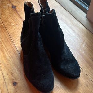 Black Suede Ankle Boots with Elastic Panels